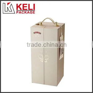 Elegant Double Open Paper Made Wine Box With PU Leather Handle thumbnail-1