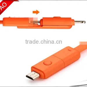 2016 High Quality 360 Degree Rotating Micro USB Charger Cable 2 in 1 Micro USB Data Cable for Android & for Iphone thumbnail-3