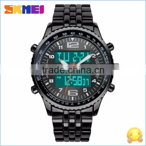 30M Water Resistant Skmei New Black Metal Cheap LED Watches For Men thumbnail-5