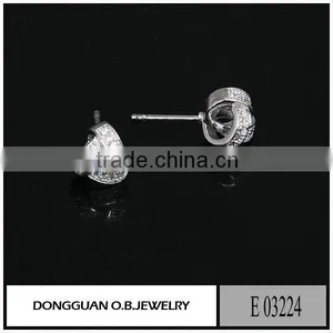 Fashion Silver Earring Stud Jewelry Wholesale Clear Crystal Stone Handmade Jewelry thumbnail-3
