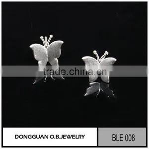 Fashion White Gold Silver Stud Earrings Setting Without Stone thumbnail-3