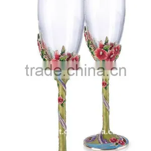 Hawaii Hula Style Pewter Design Enamel Color Champagne Flute thumbnail-1