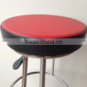2015 Leather Red Kitchen Bar Chairs With Round Seat and Footrest thumbnail-3