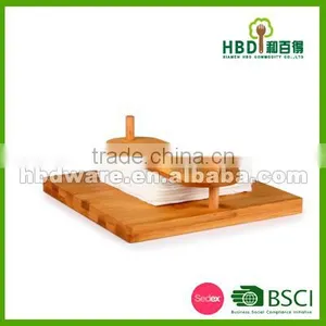 BSCI Factory Top Grade Bamboo Wood Tissue Holder, Napkin Holder Wholesale thumbnail-2