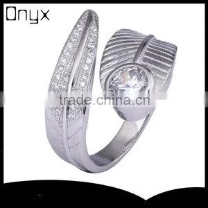 Snake Tail Shaped Ring With One White Zircon Open Ended Design thumbnail-1