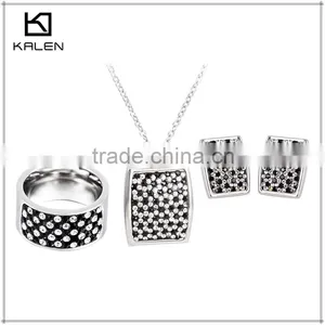 Guangzhou Fashion Black and White Fake Diamond Stainless Steel Jewelry thumbnail-1