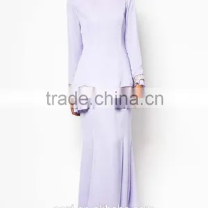 Light Purple Black Scarf White Lace Elegant Women Muslim Dress thumbnail-6