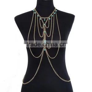 Turquoise Multilayer Tassel Sexy Waist Chain thumbnail-1