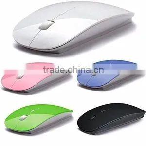 Cheap Price Black Customized Logo Printing Mini Flat Wireless Mouse thumbnail-1