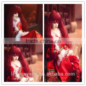 High Quality Long Red Shag Deep Curly Doll Wigs for 1/3 1/4 1/6 BJD Dolls thumbnail-1