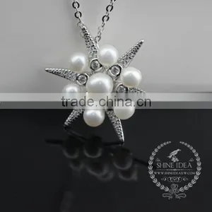 925 Sterling Silver Shining Star With Pearls Creative Pendant Necklace Fashion Women Necklace Jewelry 6360468 thumbnail-2