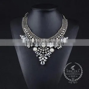 High Quality Vintage Rhinestone Chunky Statement Necklace Tin Alloy Fashion Women Pendant Necklace 6390105 thumbnail-1