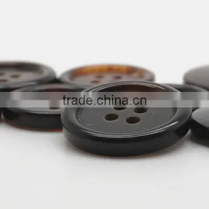 4 Holes 32L(20.32mm) and 24L(15.24mm) Real Brown Color Buffalo Horn Button for Suit Coat With Rim thumbnail-3