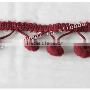 Hot Sales Cute 2cm Width Polyetser Indian Pom Pom Trims for Garment/bags thumbnail-3
