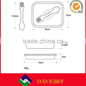 Wholesale Square Shape Foldable Silicone Lunch Containers Custom Design Lunch Box With Fork and Spoon for Save Kitchen Space thumbnail-6