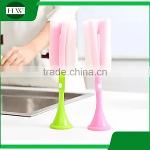Kitchen Plastic Removable Detachable Foldable Stand Sponge Long Handle Hanging Water Cup Bottle Clean Cleaning Brush thumbnail-3