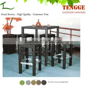 YH-8196 Outdoor Furniture Rattan Bar Table and Chairs for Bistro thumbnail-1