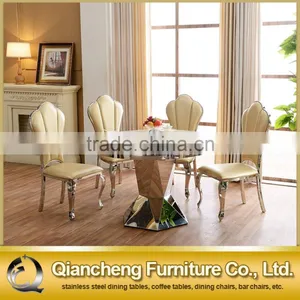 European Style 6 Seaters Stainless Steel Round Dining Table thumbnail-4