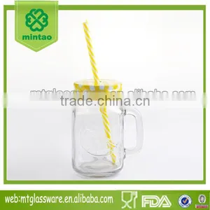 Healthy Snacks 14oz Mason Jar With Lid Straw With Handle thumbnail-1