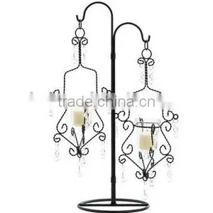 Hanging Crystal Drop Votive Candle Holders on Table Stand thumbnail-1