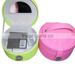 Small Portable Travel Mirrored Handle Jewelry Box With Lock thumbnail-1