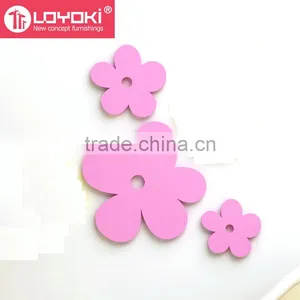 Wood Design 3d Wall Decal for Living Room Colorful Stickers for Home Decor Beautiful Wood Flower Sticker thumbnail-2