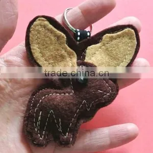 New Hot Sale Fashion Wholesale Mini Lovely Animal Craft Brown Polyester Mouse Shape Felt Keychian Key Ring Made in China thumbnail-1