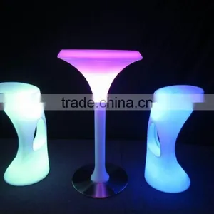 Hotel Bar Sets Novelty Bar Stools 42*38*80cm Bar Chairs With LEDs Inside Plastic Shell Body thumbnail-1