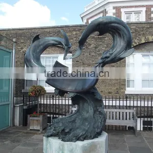 High Quality Garden Sculpture Bronze Dolphin Pool Statue With Great Price thumbnail-2
