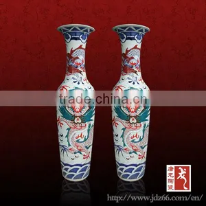 180cm Tall Large Ceramic Vase Carved With Chinese Dragon Pattern thumbnail-1