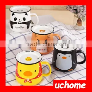 UCHOME High Quality Cartoon Ceramic Coffee Tea Milk Breakfast Cup Mug With Lid thumbnail-3