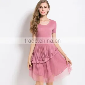 New Style Crumple Shell 3d Flower Splicing Dresses for Woman thumbnail-1