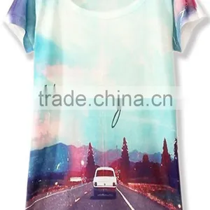 Hot Sale Sublimation Ladies T-shirt Print Design, Summer Ladies Top t Shirt thumbnail-3