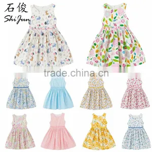 ShiJ Girl Dress 12M to 12Y 100% Cotton Coloful Floral Kids Clothes thumbnail-1