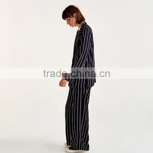 2017 SIMPLE STYLE Ladies Long Casual Striped Blazer Coat thumbnail-2