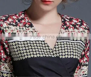 Chiffon Printed Shivering Red One-piece Dress New Fashion Ladies Dress thumbnail-3