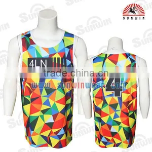2017 Custom Made New Design Wholesale Blank Basketball Jerseys for Men thumbnail-6