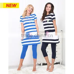 FANCY LADY PAJAMA SET S/S O-NECK STRIPED DESIGN FAMILY PAJAMAS KNITTED thumbnail-1