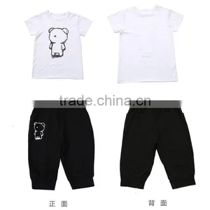 Wholesales Summer Cotton Short Sleeve Kids t Shirt With Pants Set thumbnail-1
