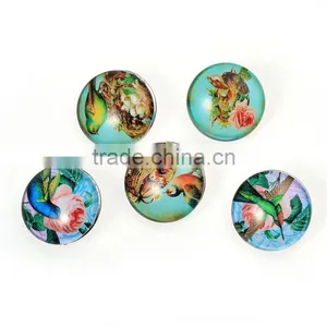 Custom Jewelry Bird Pattern 18mm Glass Buttons For Snap Button Bracelets thumbnail-1