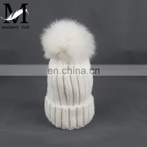 Cute Children Present Fox Fur Pompom Knitted Beanie Earmuff Funny Baby Beanie thumbnail-2