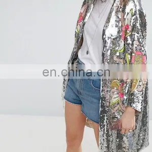 Promotion Comfortable Fashion Causal Bling Bling Lose Sequin Embroidery Jacket Women thumbnail-4