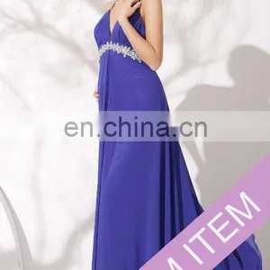 New Design Beaded Sexy Backless Long Chiffon Prom Dress thumbnail-1