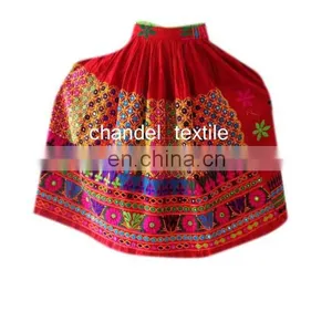 Banjara SkirtVINTAGE Skirt Rabari Collectible Banjara Belly Dance Kuchi Ethnic PINK Color With Multi Color EMBROIDERY Skirts thumbnail-2