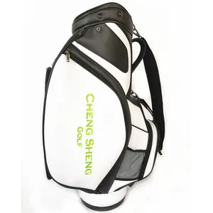 2019 New Black/white Contracted PU Leather Barrel Golf Club Bag thumbnail-1