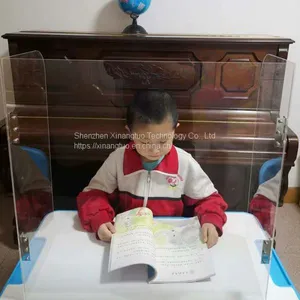 Wholesale High Quality Custom Transparent Acrylic Desk Shield Plexi Glass Foldable Sneeze Guard for School Student Desk thumbnail-4