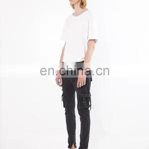 DiZNEW Black Denim D Cargo Jeans For Men thumbnail-4