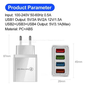 EU/US Plug USB Charger Quick Charge 3.0 For Phone Adapter for Huawei Mate 30 Tablet Portable Wall thumbnail-1
