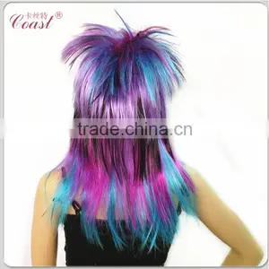Rock Star Funny Synthetic Streak Hair Color Punk Wig thumbnail-4