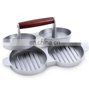 Best Quality Wooden Handle Non-stick Aluminum Burger Press With Handle thumbnail-2